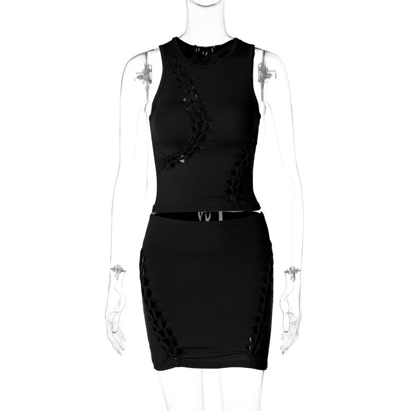 Sleeveless Top And Short Skirt Set