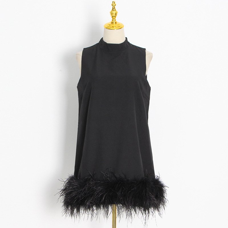 Sleeveless Straight Dress With Fringes