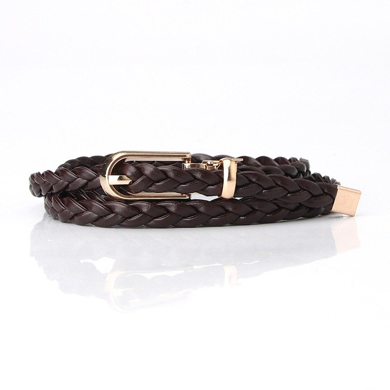 Fine Woven Belt with Golden Buckle