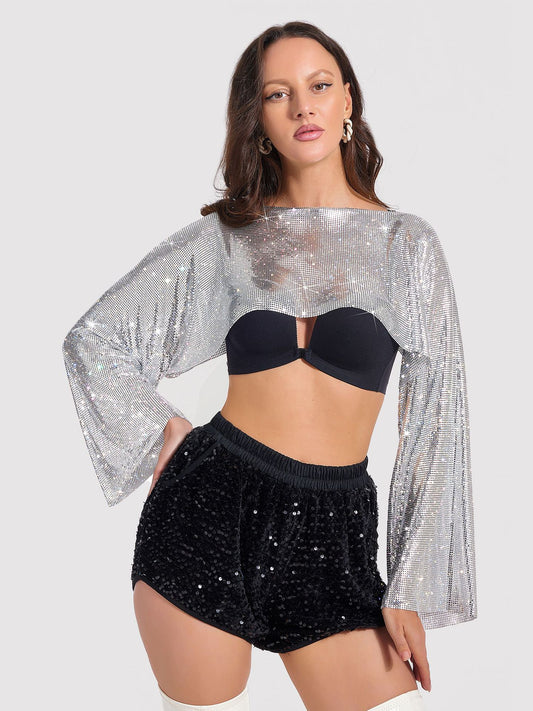 Sequined long sleeved camisole