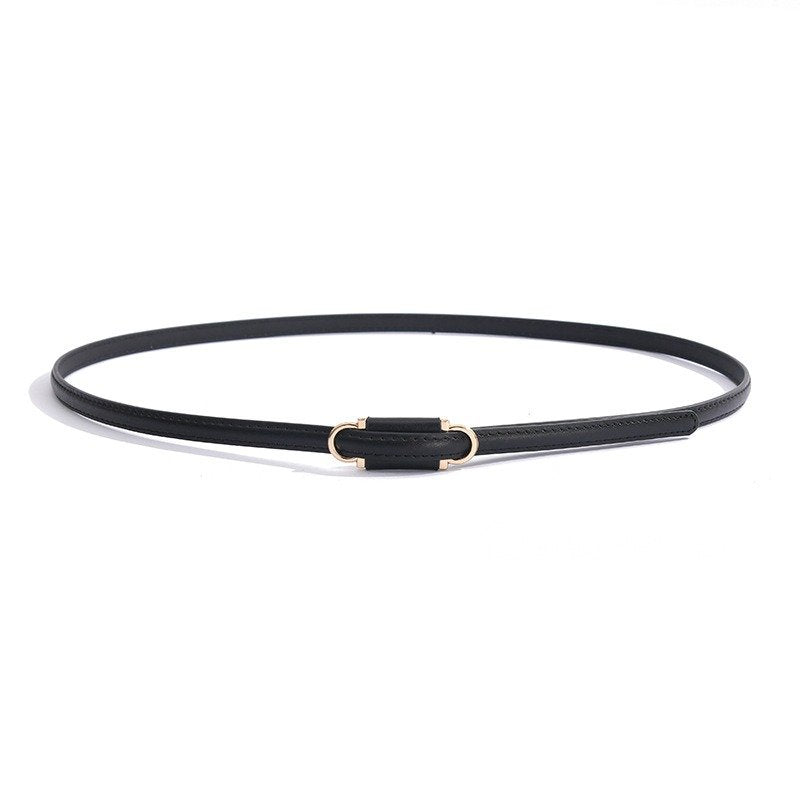 Thin Belt With Adjustable Golden Button