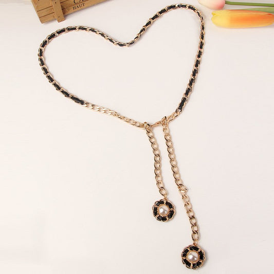 Golden Metal Belt with Pendant