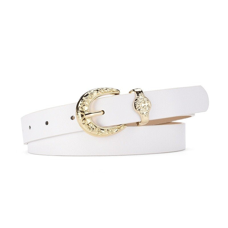 Belt With Golden Buckle Two Pieces