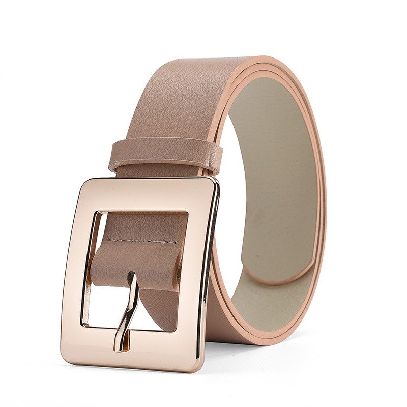 Simple And Solid Color Alloy Square Buckle Belt