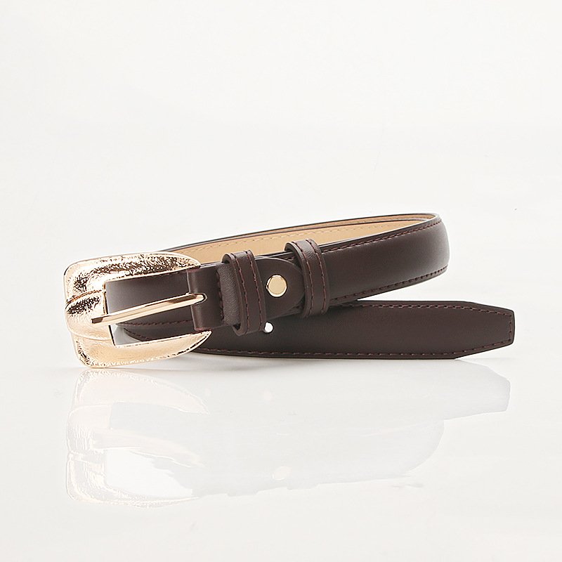 Thin Belt With Golden Alloy Buckle