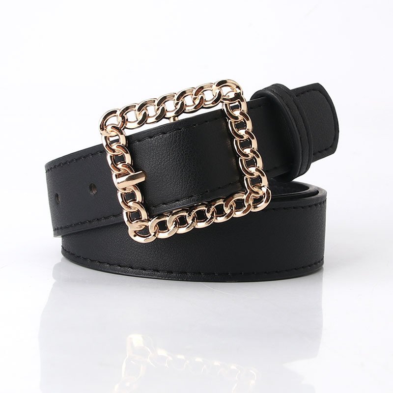 Open Cut Square Button Women's Decorative Belt Elegant