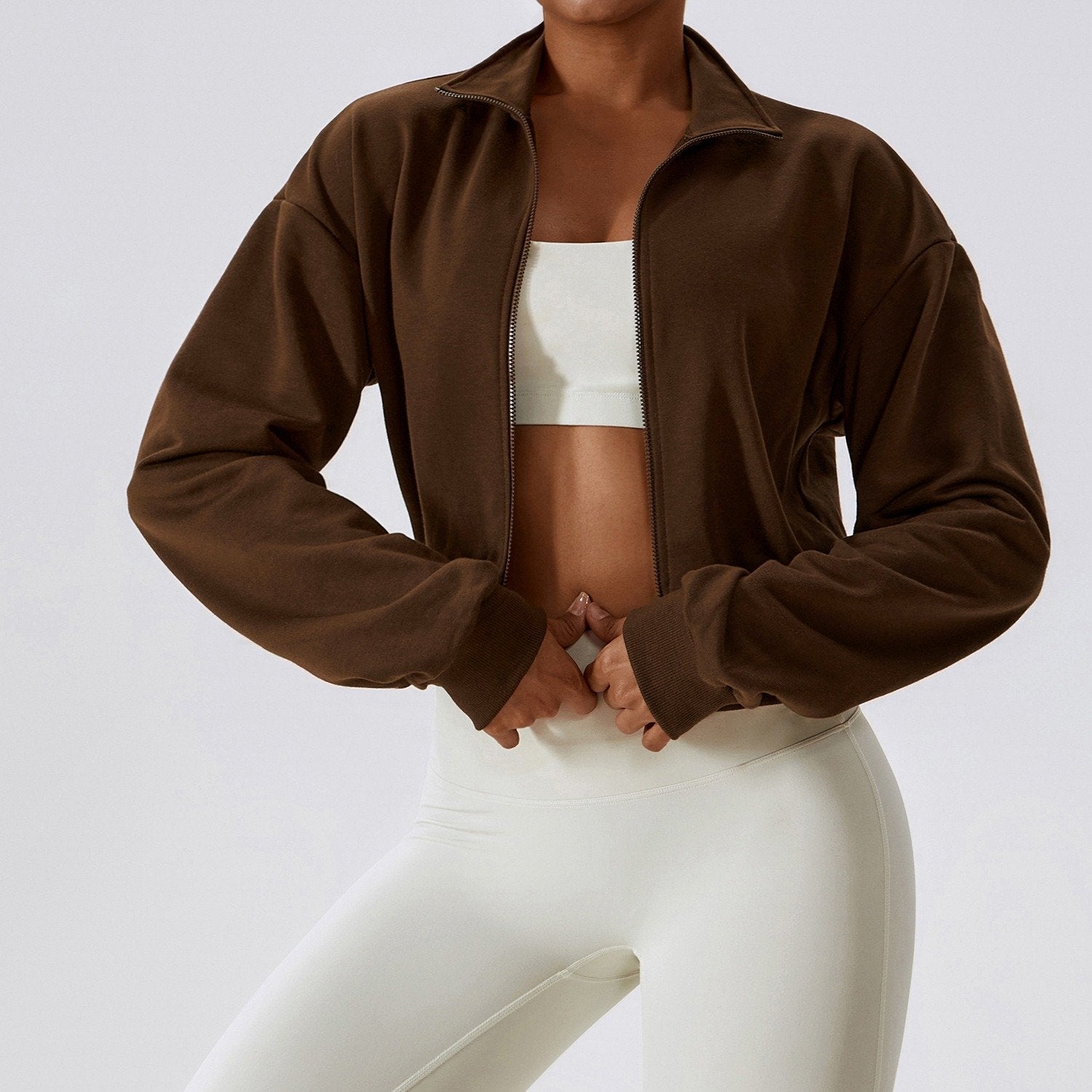 Long-Sleeve Sports Sweatshirt with Loose Zipper