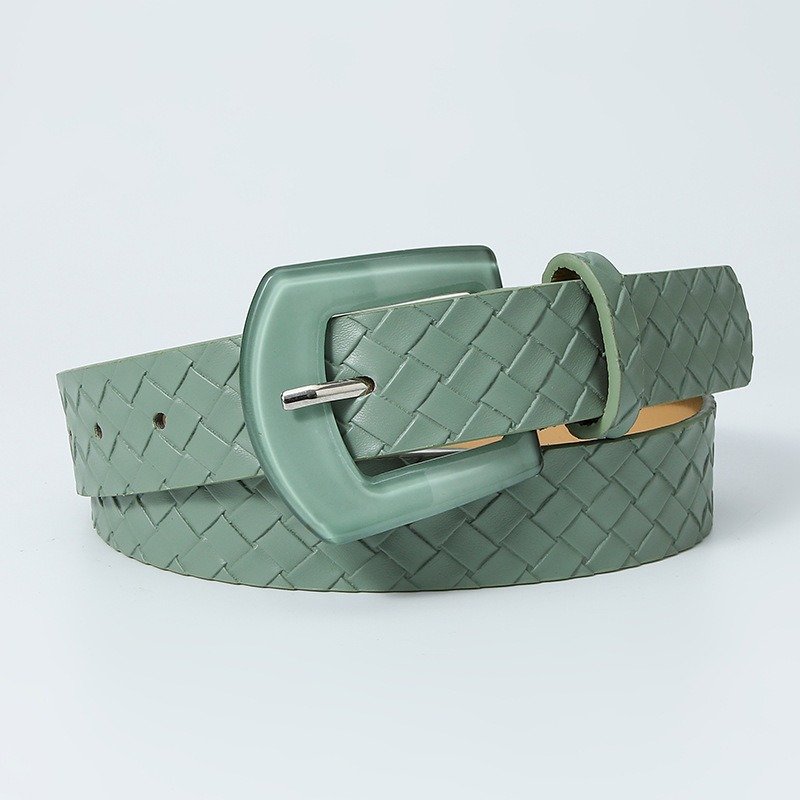 Imitation Straw Woven Resin Belt With Buckle