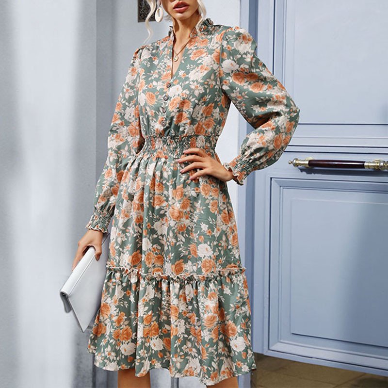 Long Sleeved Floral Dress