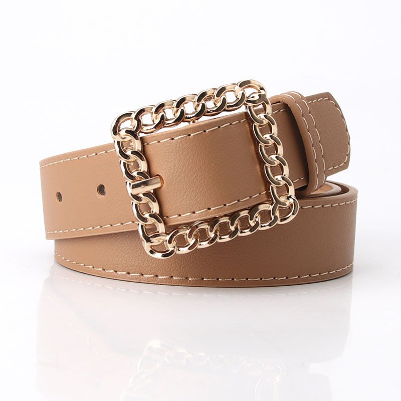 Open Cut Square Button Women's Decorative Belt Elegant