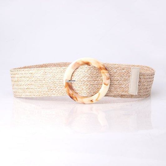 Wide Straw Belt Resin Buckle