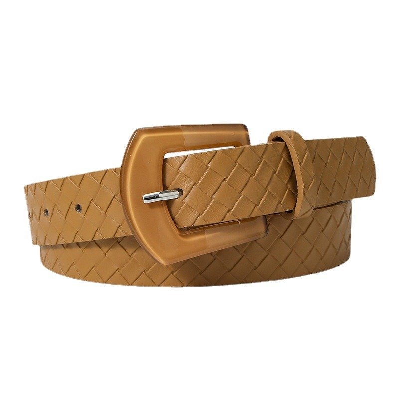 Imitation Straw Woven Resin Belt With Buckle