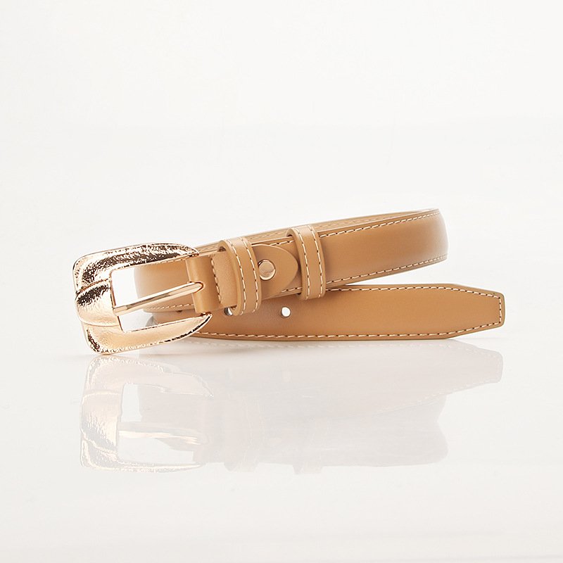 Thin Belt With Golden Alloy Buckle