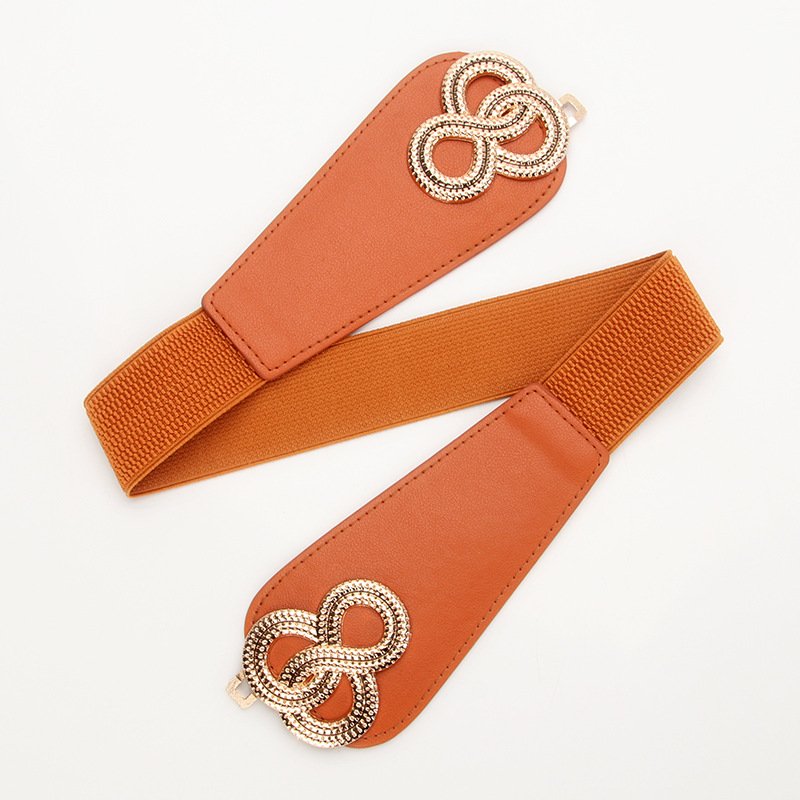 Wide Elastic Belt With Twist Buckle