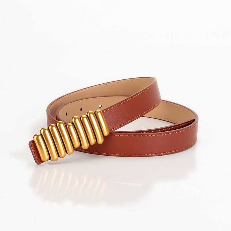 Belt With Golden Stick Buckle