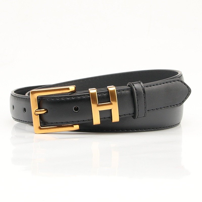 Belt With Decorative H Button