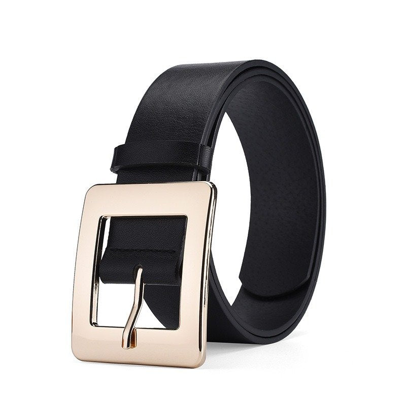 Simple And Solid Color Alloy Square Buckle Belt