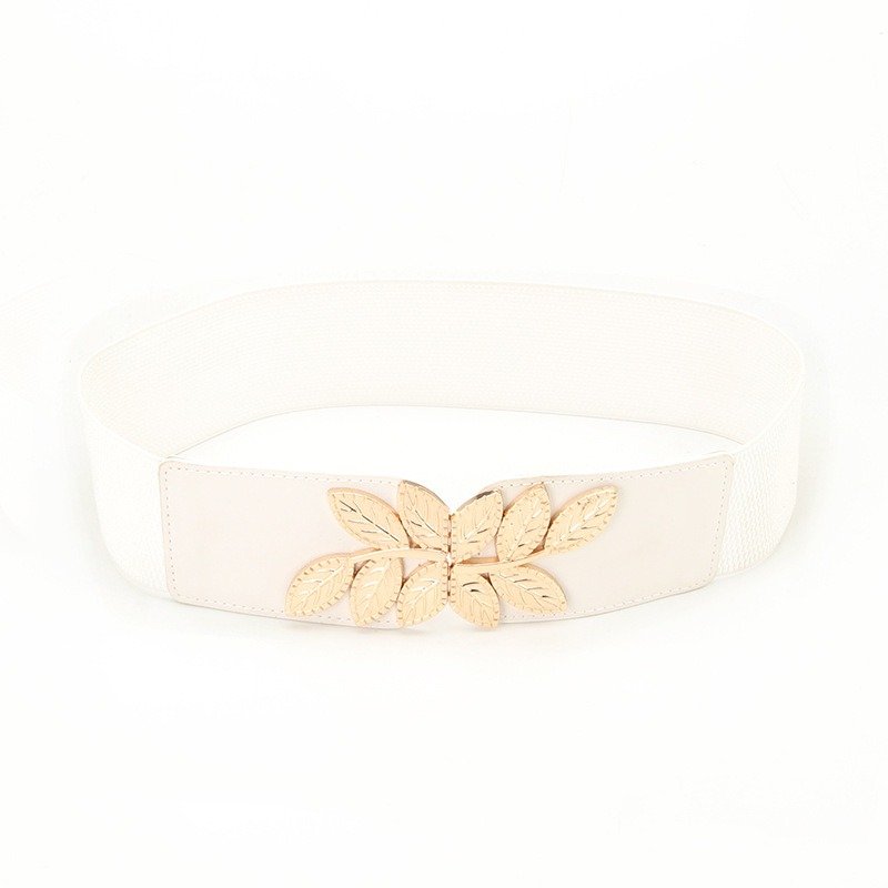 Wide Belt With Leaf Buckles