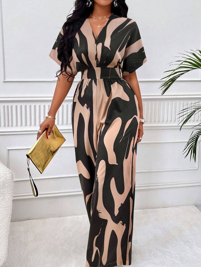 Full body printed wide leg jumpsuit