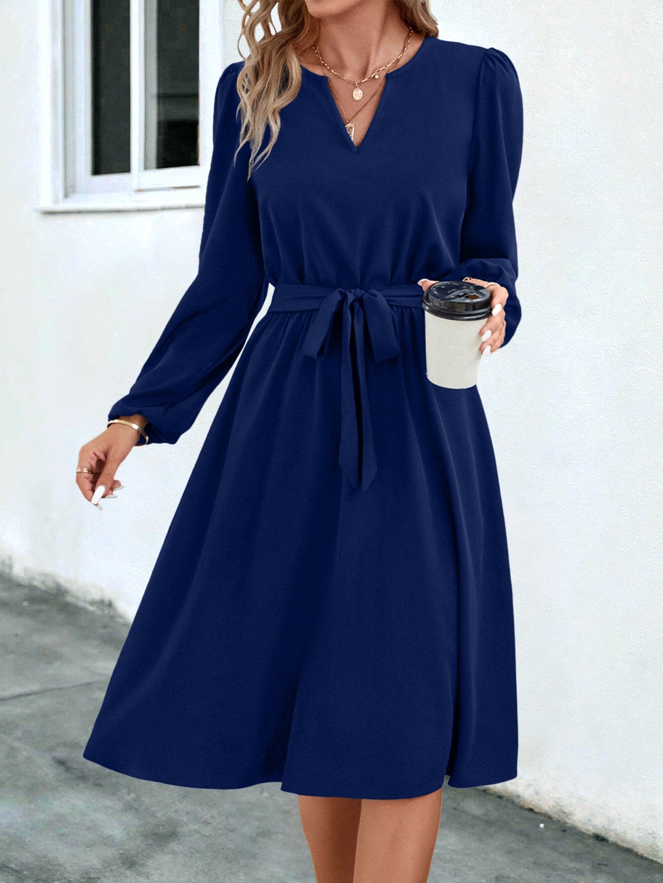 V Neck Tie Dress