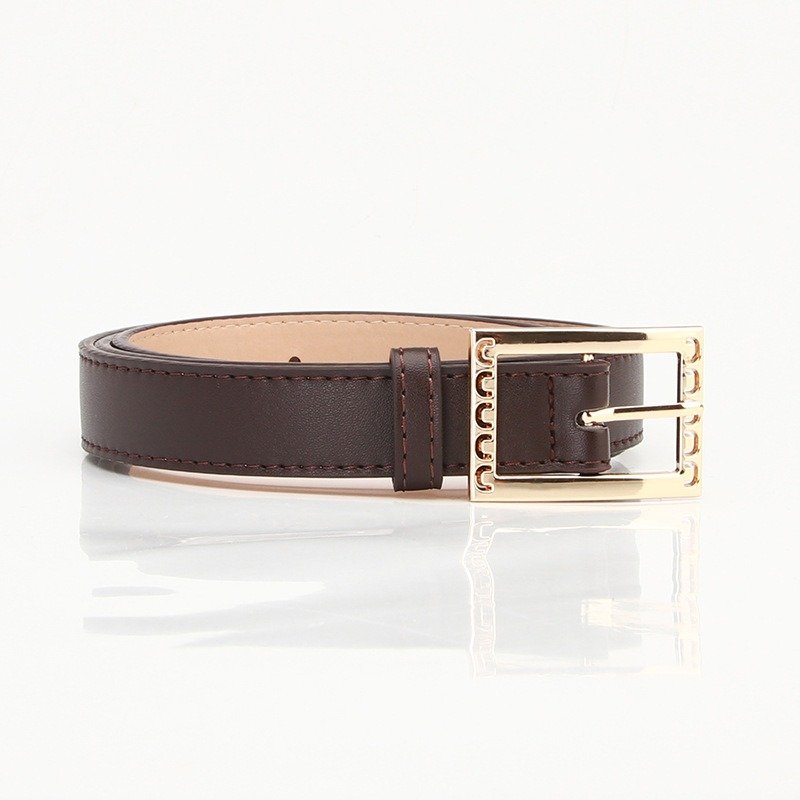 Multicolor Belt With Golden Square Buckle