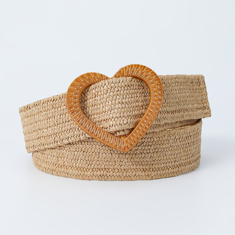 Straw Woven Sweet Decorative Dress Buckle Belt