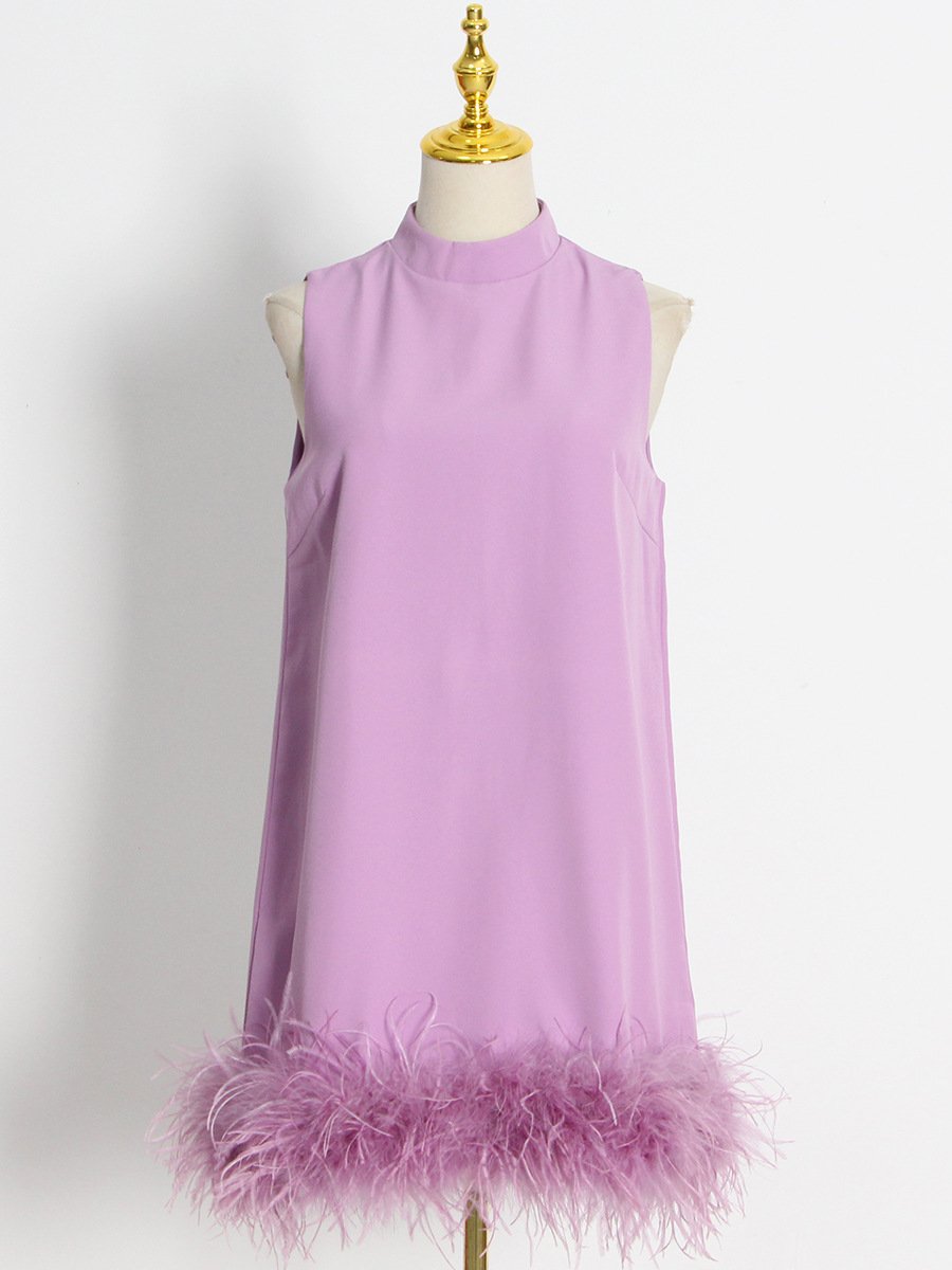 Sleeveless Straight Dress With Fringes