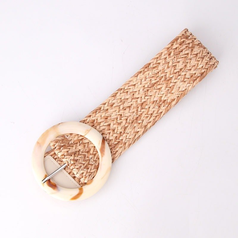 Wide Straw Braided Belt