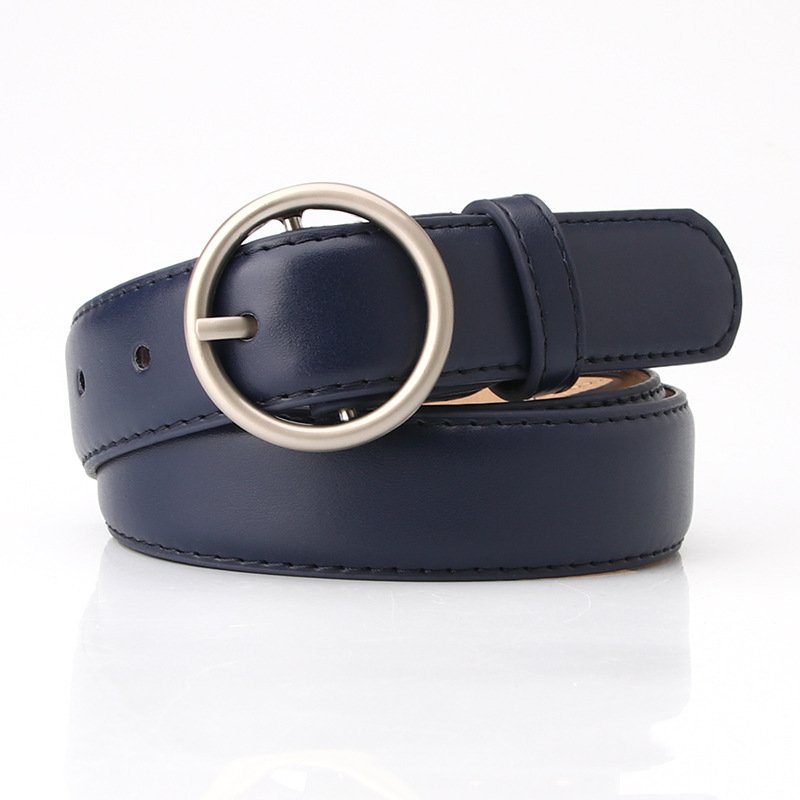 Leather Belt With Round Buckle