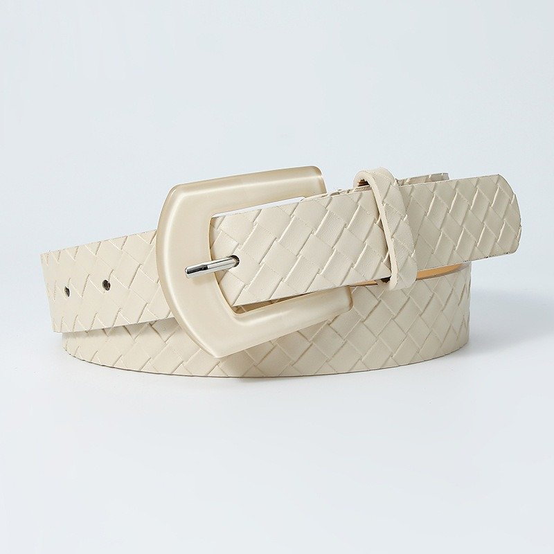 Imitation Straw Woven Resin Belt With Buckle