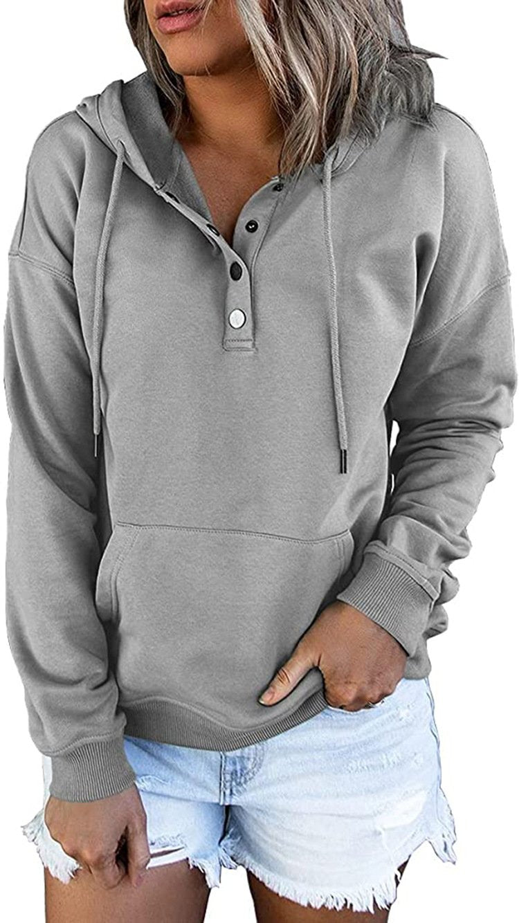 Long Sleeve Loose Casual Hooded Drawstring Pocket Hoodie