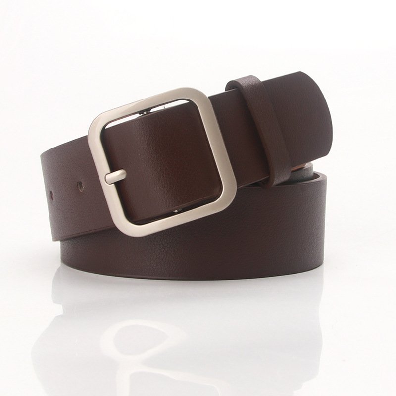 Elegant Belt With Golden Square Buckle