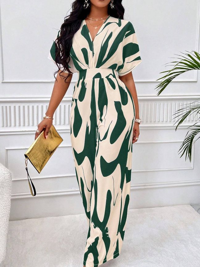 Full body printed wide leg jumpsuit