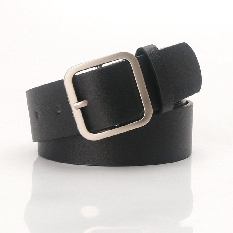 Elegant Belt With Golden Square Buckle