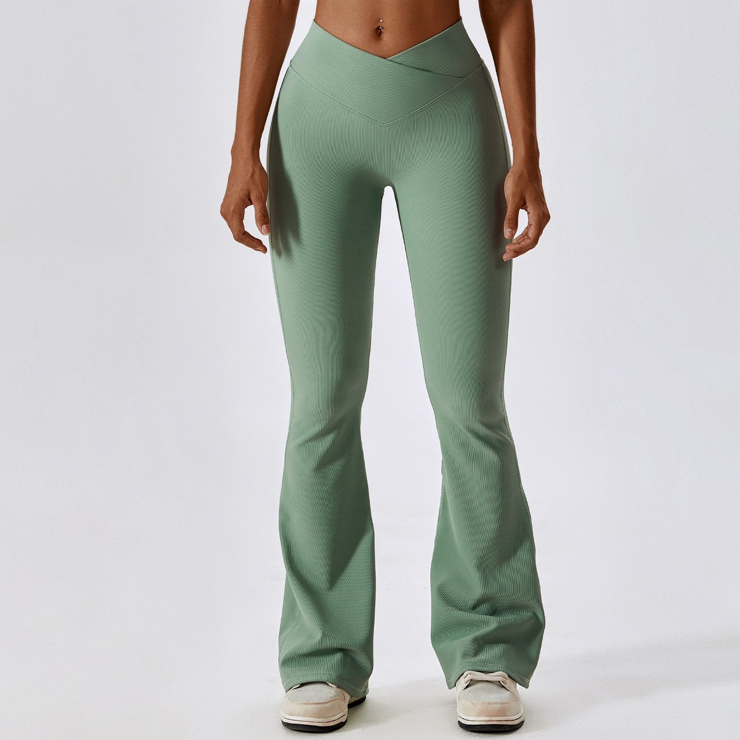 High Waist Cross Wide Leg Sports Flare Pants