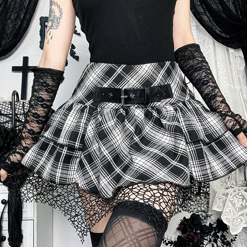 Dark Gothic plaid short skirt