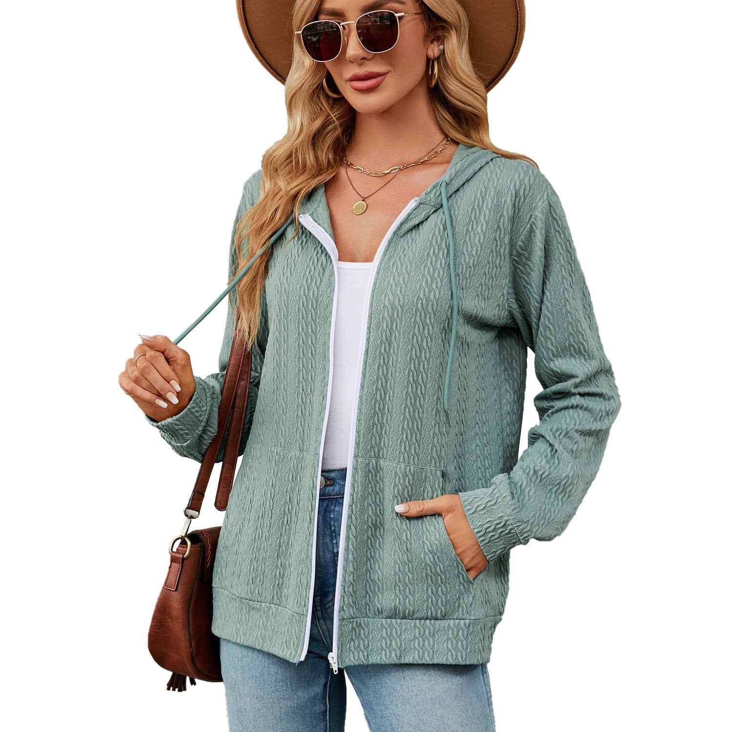 Hooded Zipper Cardigan