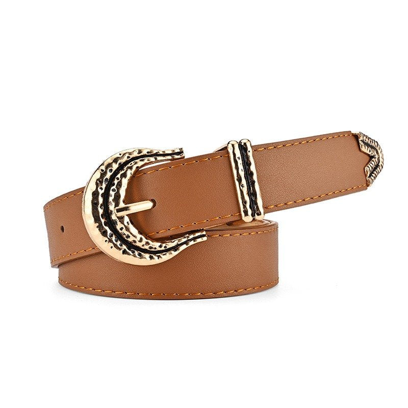 Three-Piece Belt with Golden Buckle