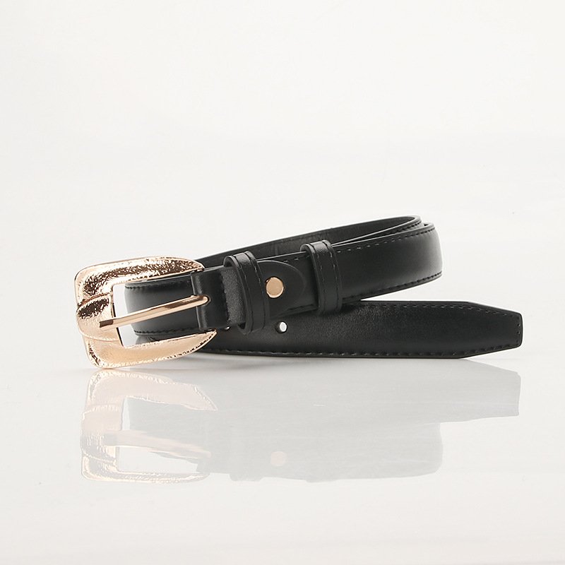 Thin Belt With Golden Alloy Buckle