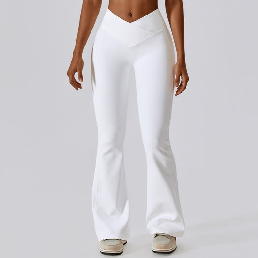 High Waist Cross Wide Leg Sports Flare Pants