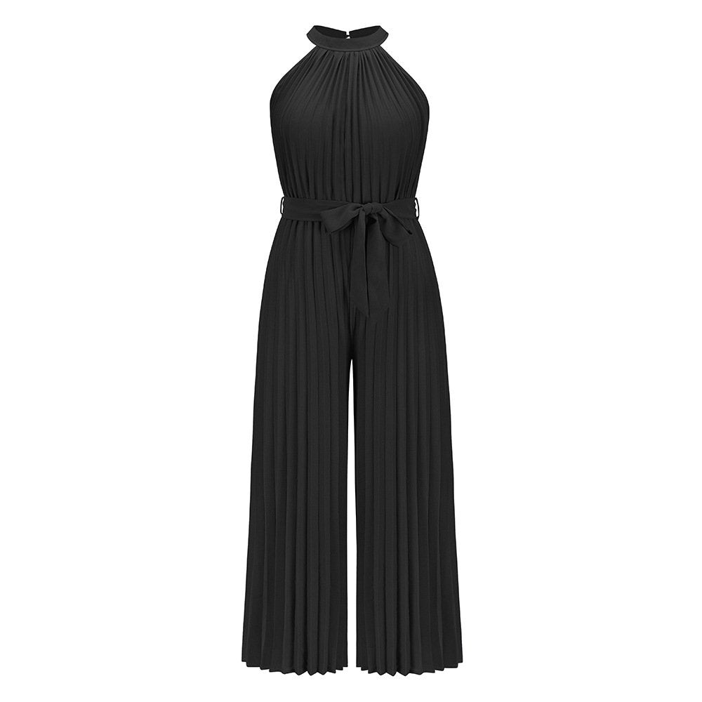 Sleeveless Pleated Jumpsuit With