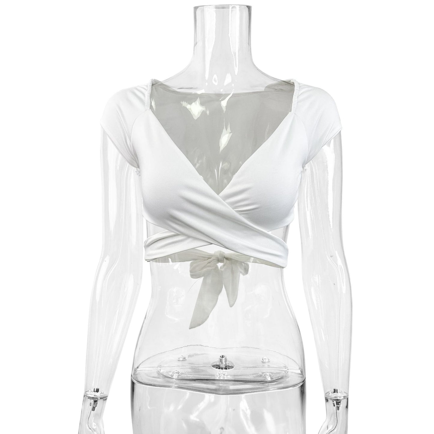 Deep V-neck sexy short sleeved T-shirt