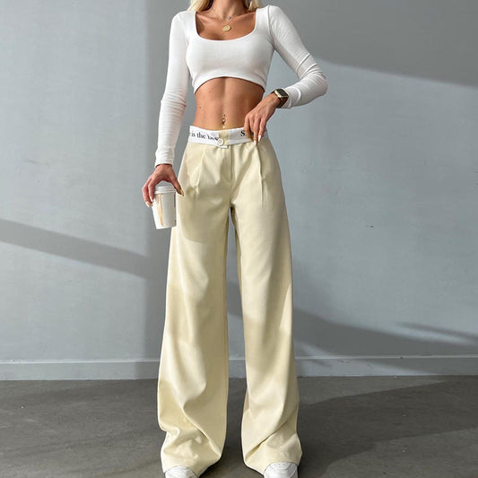 Casual high waisted straight leg pants