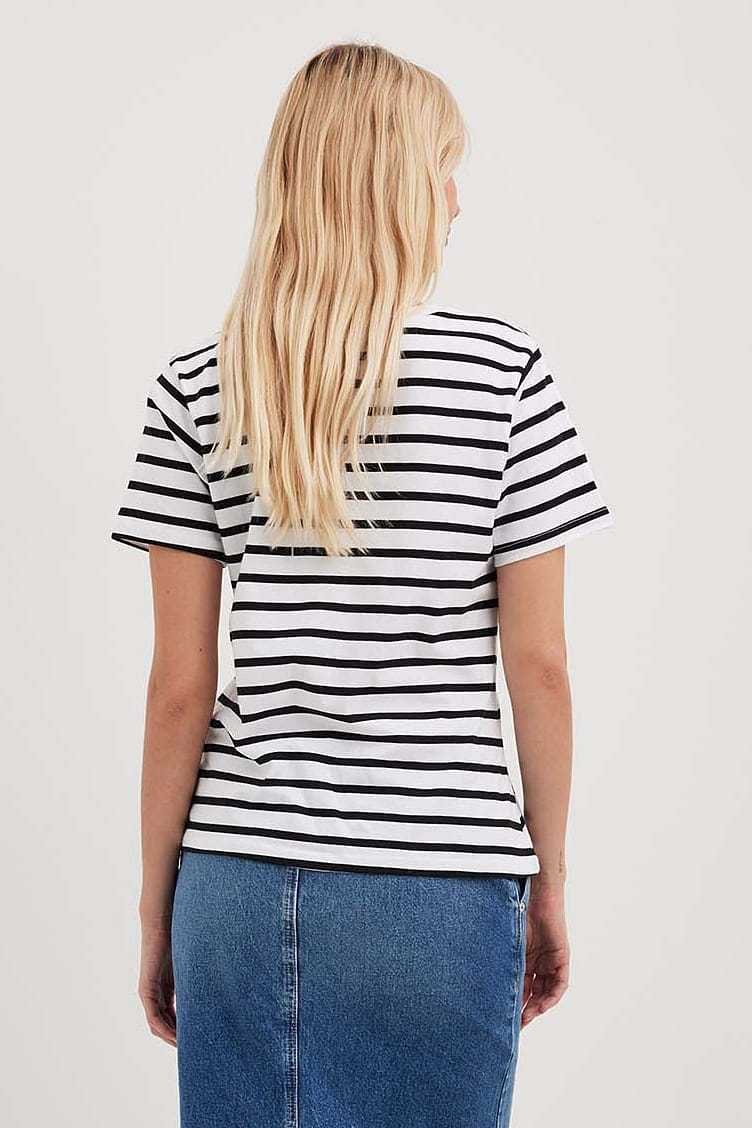 Striped Short Sleeve Round Neck Cotton T-shirt