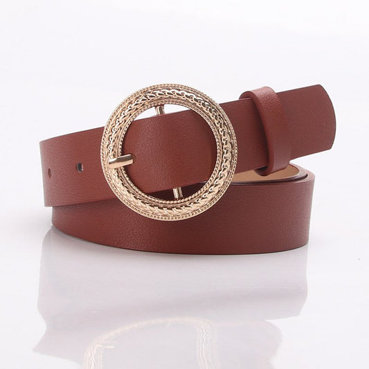 Elegant Belt With Round Buckle