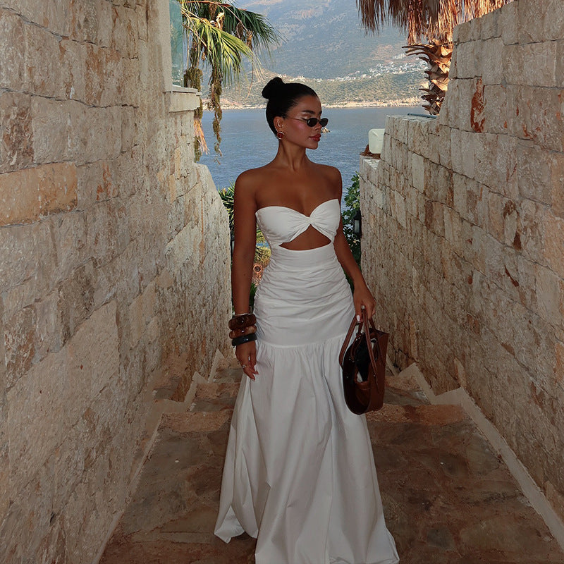 Vacation style strapless dress
