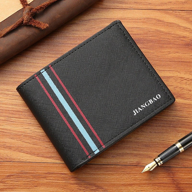 Short Multi-Card Cross Grain Men's Wallet