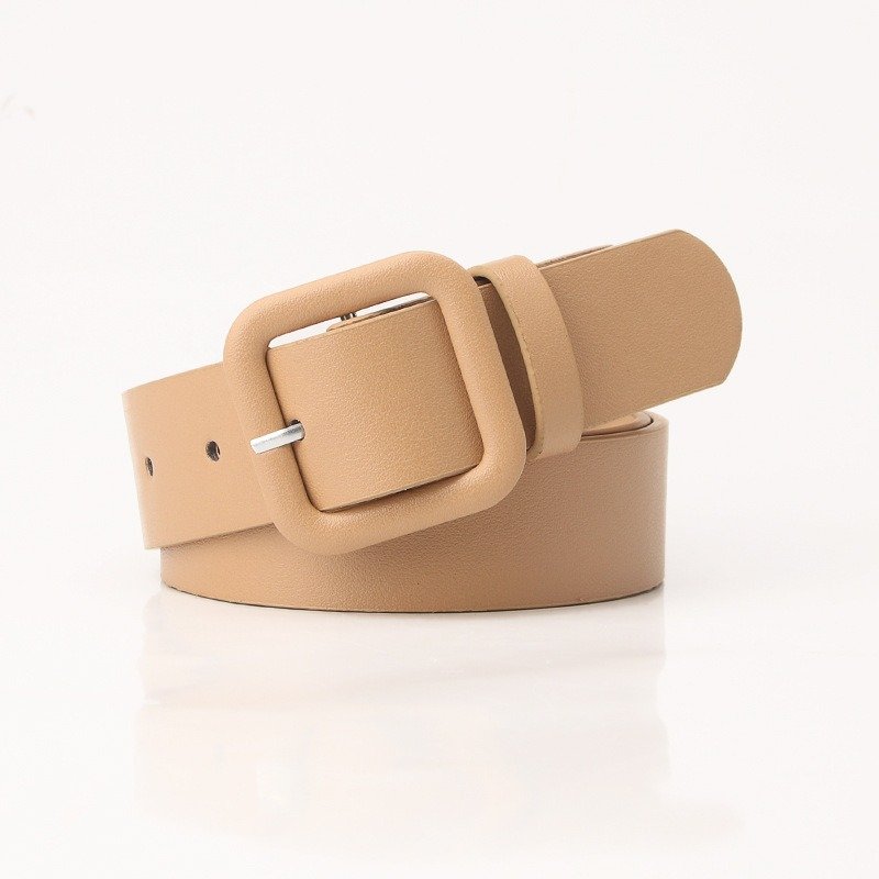 Caramel Color Belt with Square Buckle