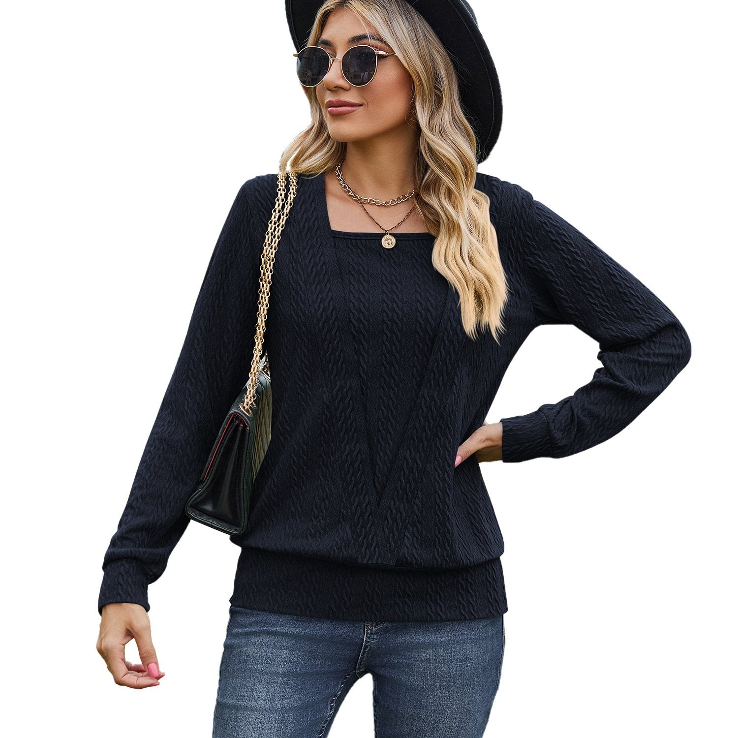 Square Neck Crossover Sweater