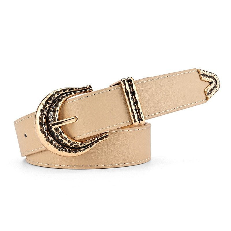 Three-Piece Belt with Golden Buckle